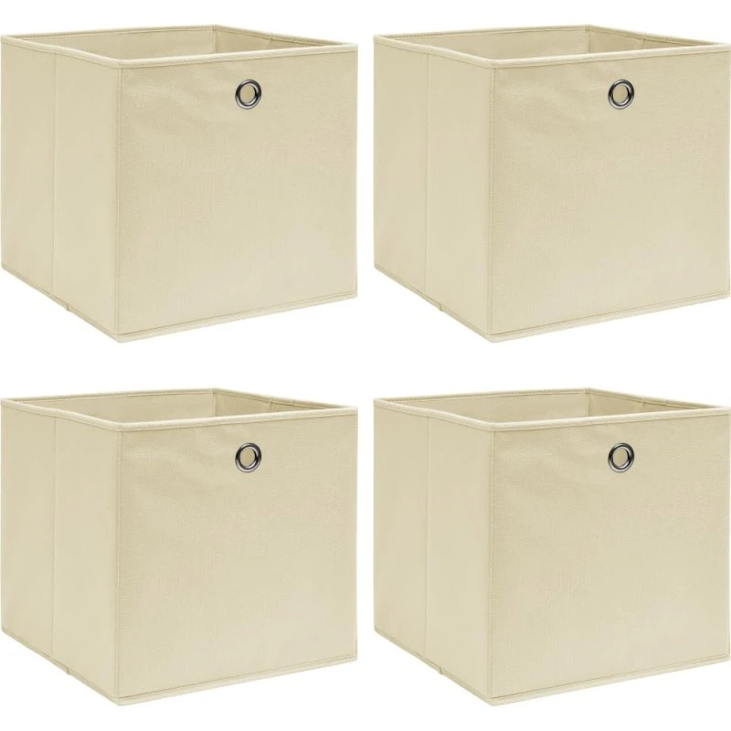 Opbevaringskasser 4 stk. 32x32x32 cm - creme