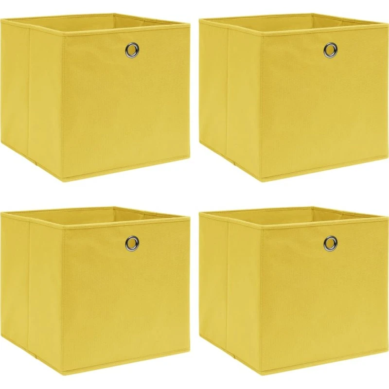 Foldbare opbevaringskasser 4 stk. 32x32x32 cm - Gul