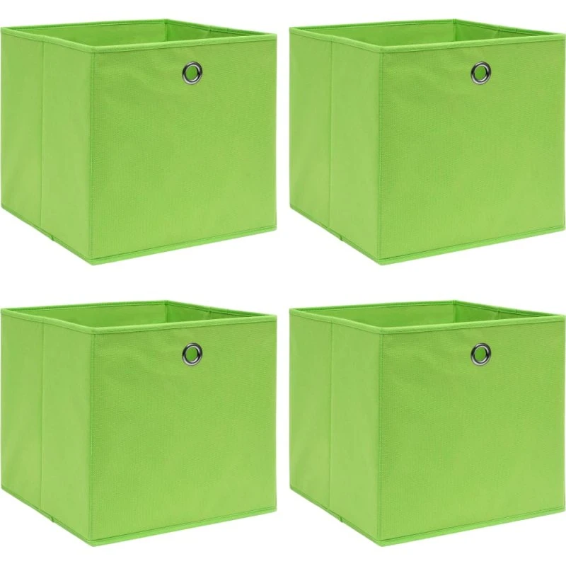 Foldbare opbevaringskasser 4 stk. 32x32x32 cm - Grøn