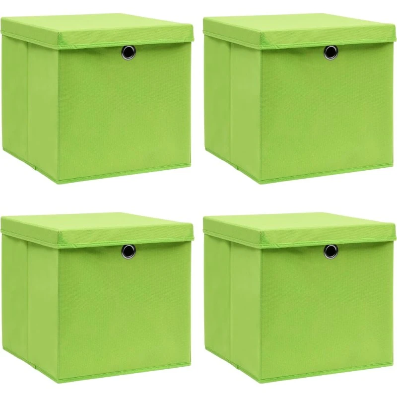 Foldbare opbevaringskasser 4 stk. 32x32x32 cm – grøn