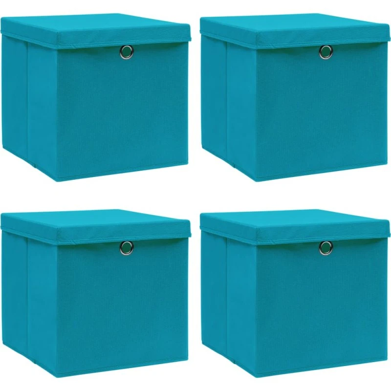 Opbevaringskasser 4 stk. 32x32x32 cm - babyblå