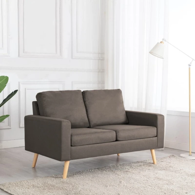 2-personers sofa i gråbrun stof – 130 x 76 x 82,5 cm