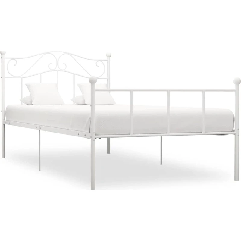 Sengestel i metal 100x200 cm – hvid lamelbund