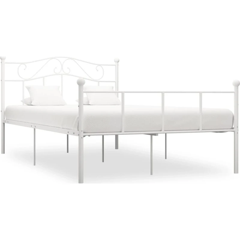 Sengestel i metal 160x200 cm - hvid, lamelbund