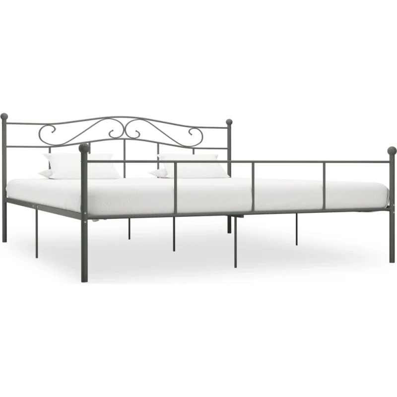 Sengestel 180x200 cm i metal, grå – med lamelbund