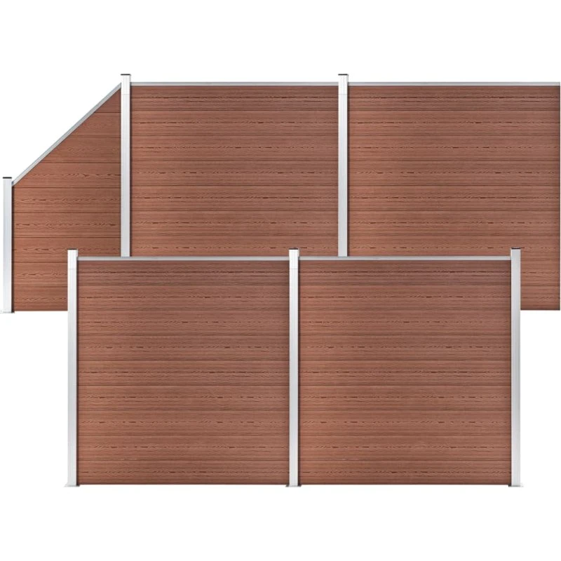 WPC hegnssæt 4 kvadr. + 1 skrå 792×186 cm, brun