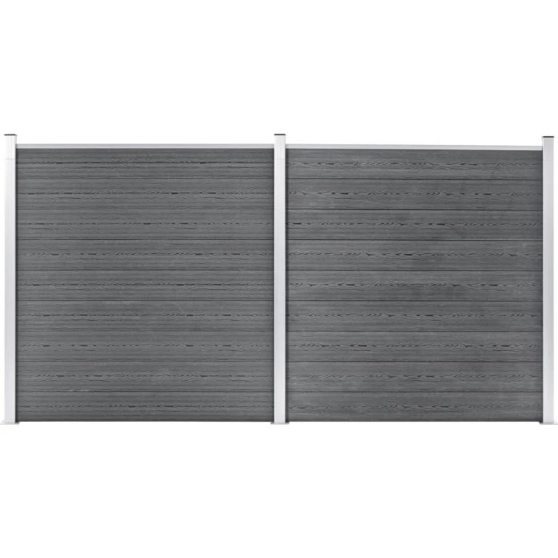 WPC havehegn 353x186 cm grå – vedligeholdelsesfrit