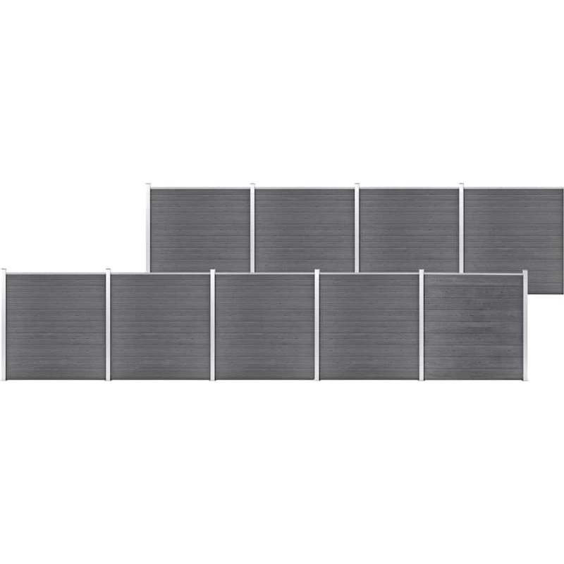 WPC havehegn 1564 x 186 cm grå - vedligeholdelsesfrit