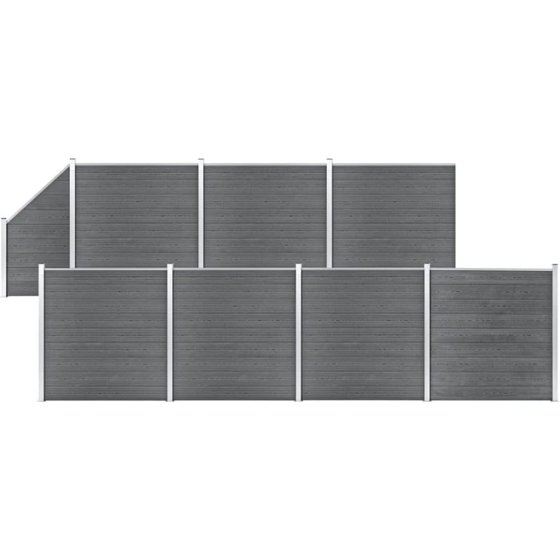WPC hegnssæt 7+1 paneler 1311x186 cm - grå