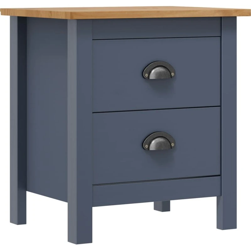 Sengebord Hill i massivt fyrretræ, grå/honning 46x35x49,5 cm