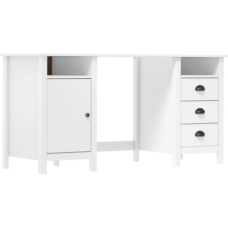 Skrivebord Hill 150x50x74 cm i massivt fyrretræ, hvid