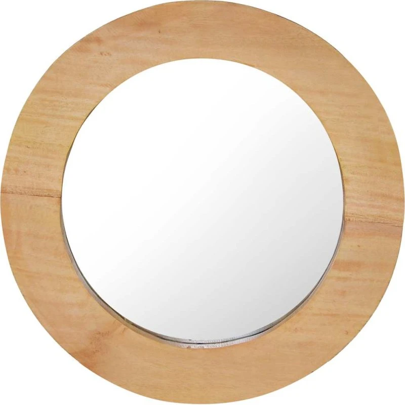 Rund vægspejl 40 cm i håndvævet teak