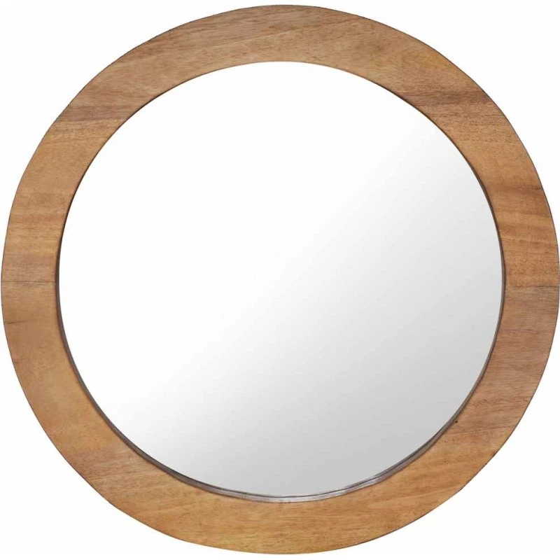 Rund vægspejl 60 cm i håndvævet teak