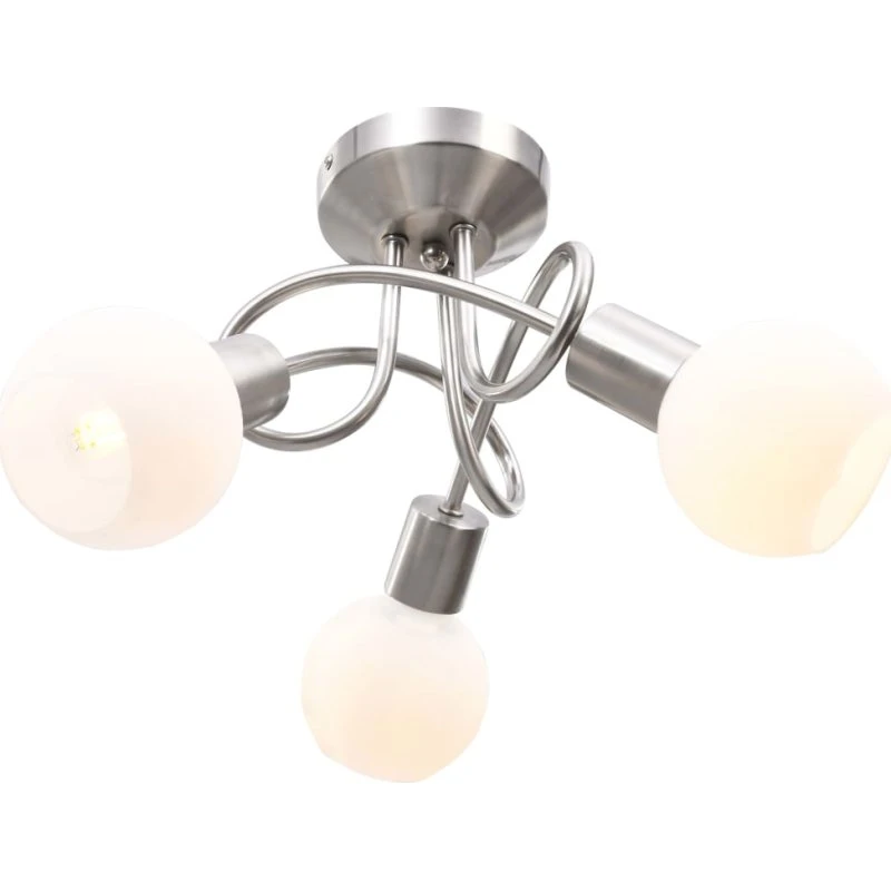 Loftlampe med 3 keramiske skærme, E14 – hvid/satinkrom