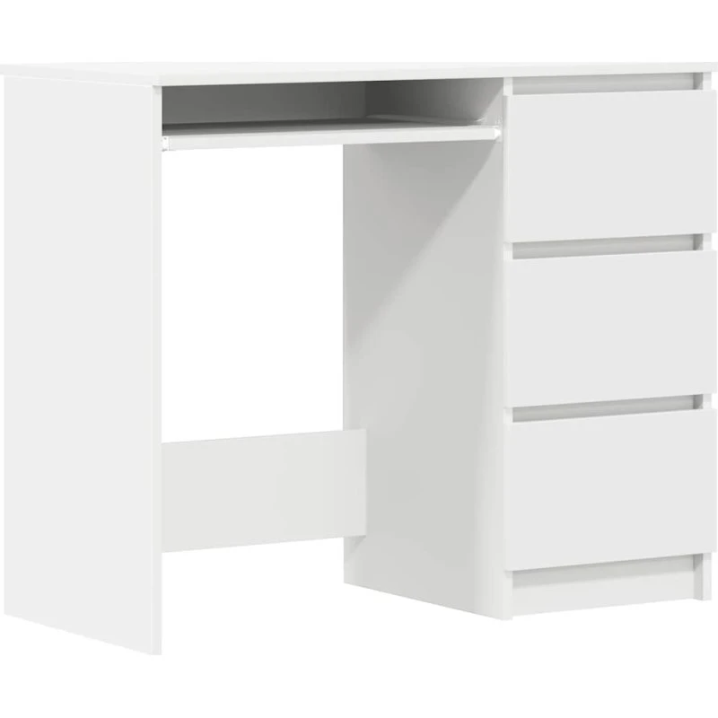Hvidt kompakt skrivebord 90x45x76 cm med skuffe