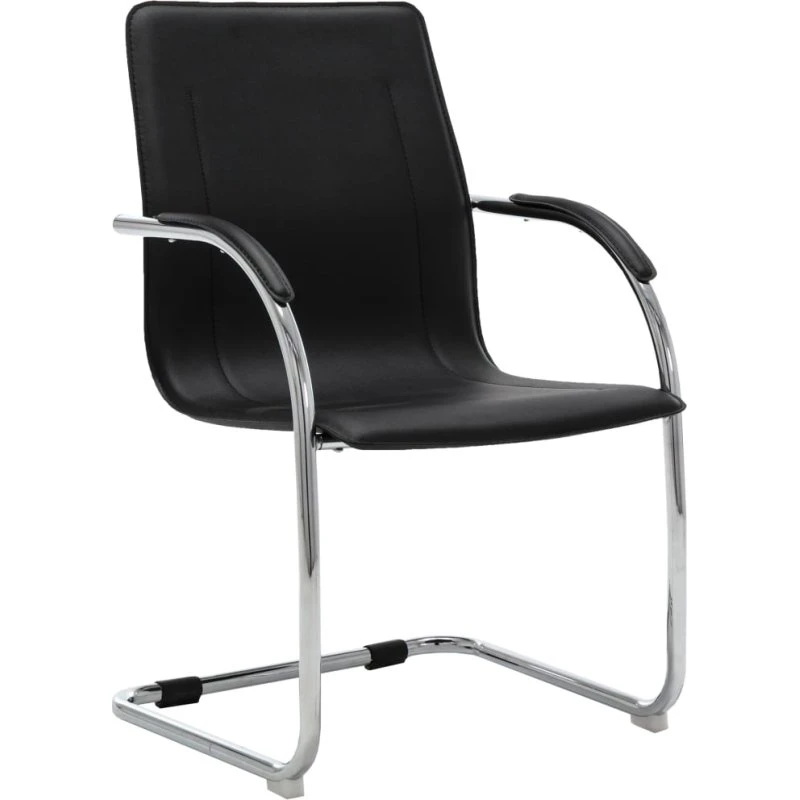 Cantilever kontorstol i sort kunstlæder med armlæn