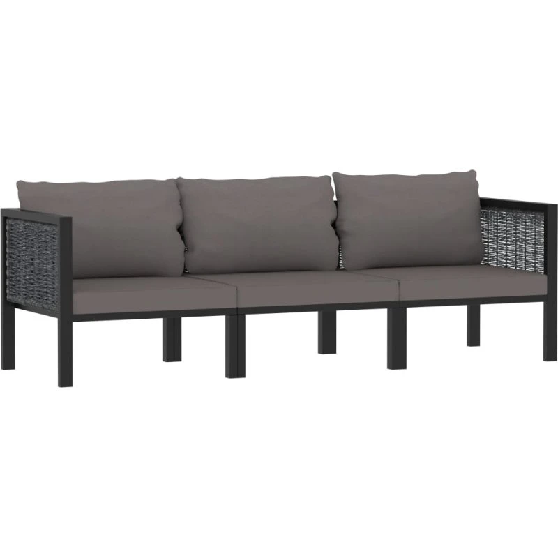 vidaXL 3-personers polyrattan sofa med hynder, antracit