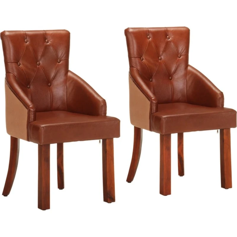 Spisebordsstole 2 stk. i ægte gedeskind, brun