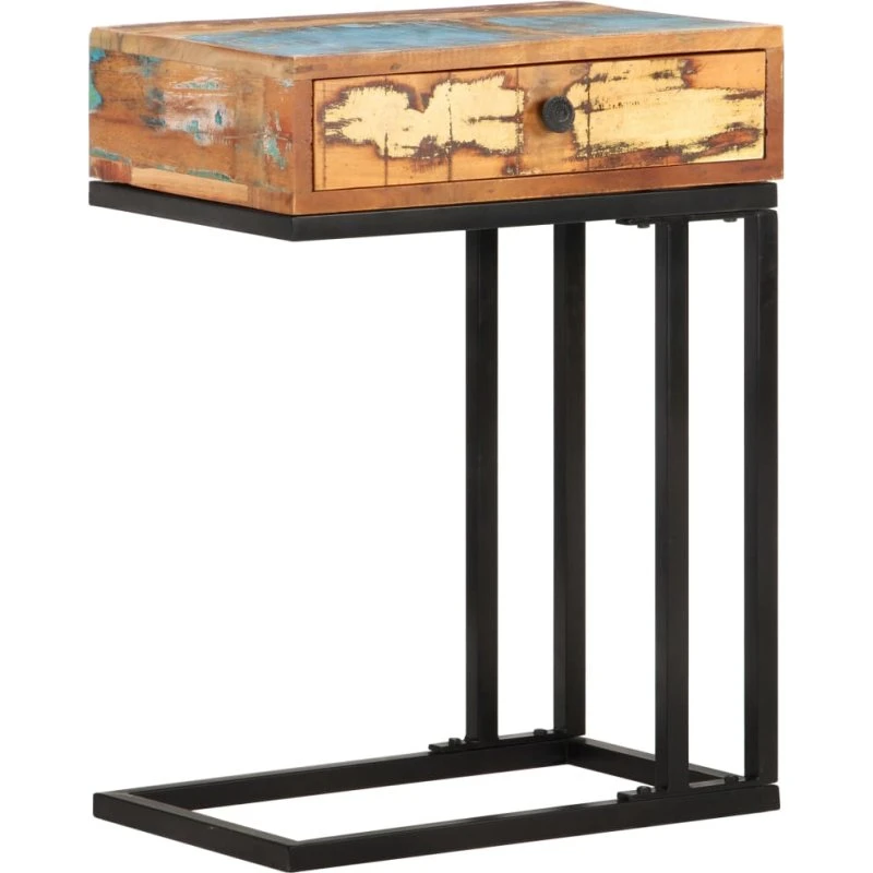 U-formet sidebord i massivt genbrugstræ 45x30x61 cm