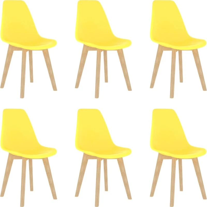 Spisebordsstole 6 stk. gul – PP med bøgetræsben