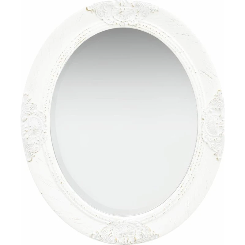 Barok vægspejl 50x60 cm - hvid oval
