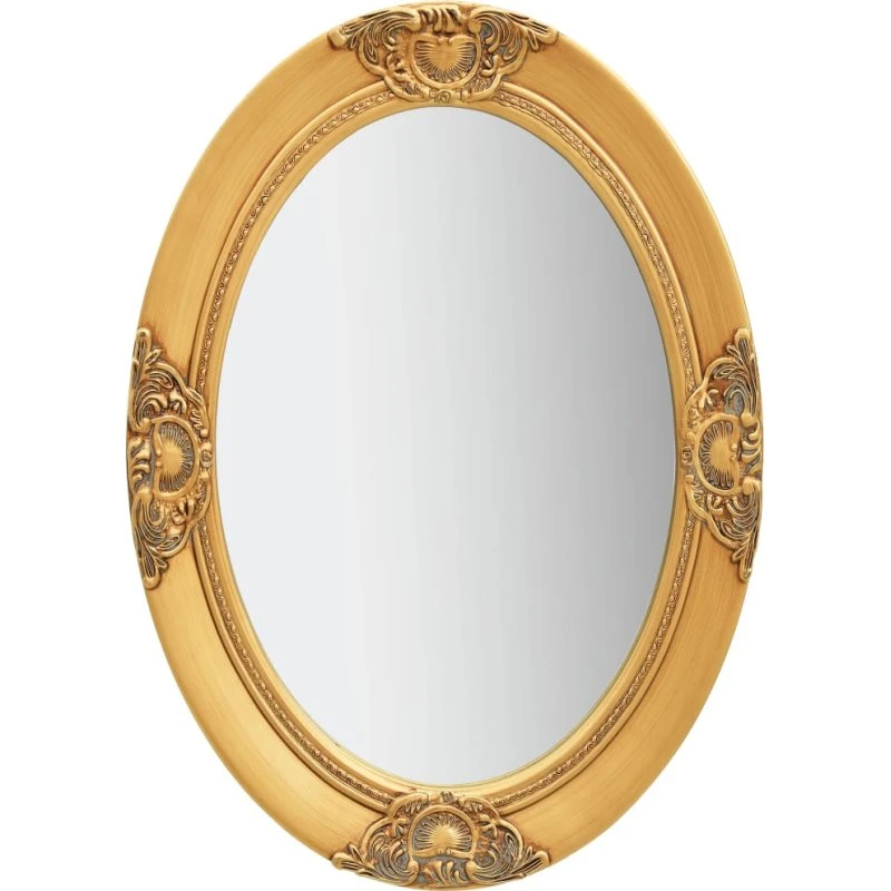 Barok vægspejl 50x70 cm guldfarvet - oval ramme