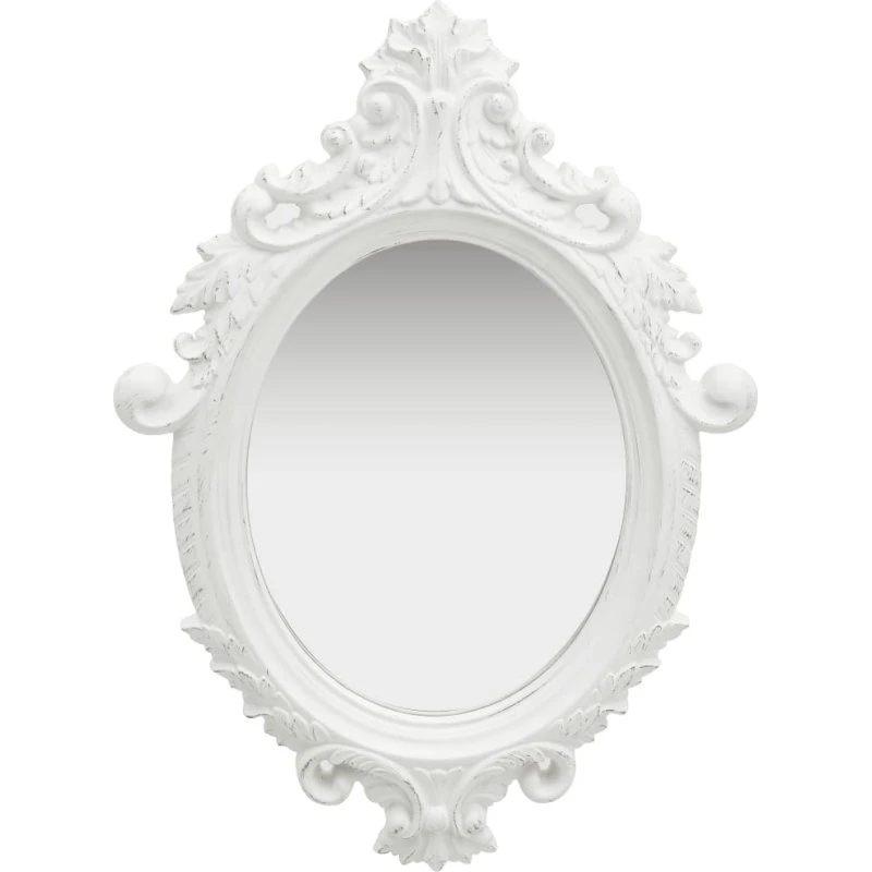 Vægspejl 56x76 cm oval slotstil hvid