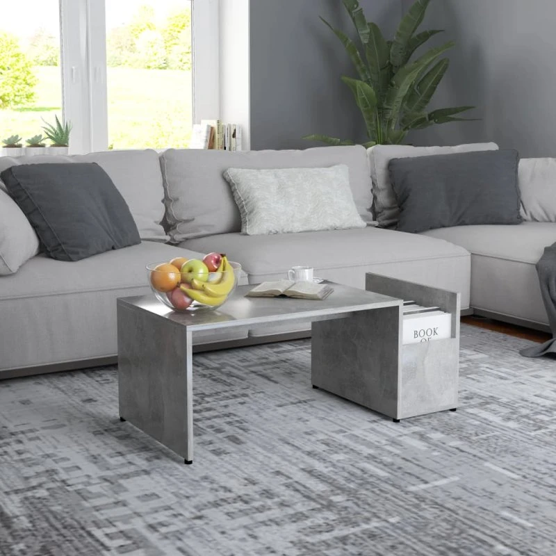 Sofabord 90x45x35 cm konstrueret træ - betongrå