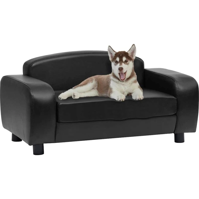 Hundesofa 80x50x40 cm i sort kunstlæder