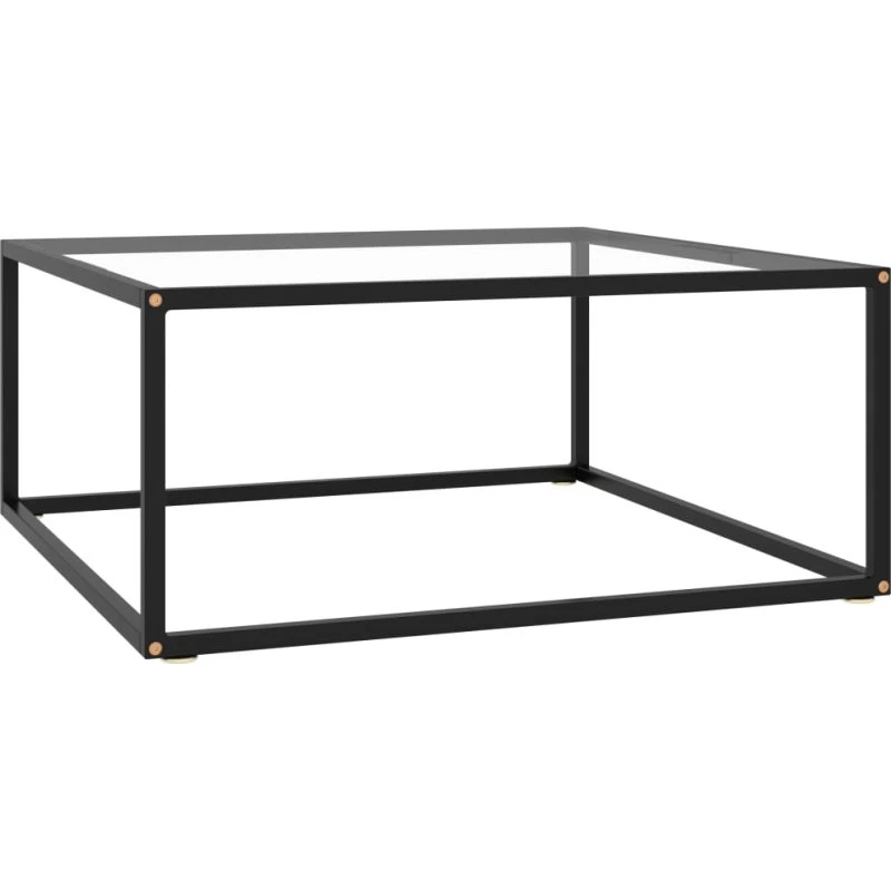 Sofabord 80x80x35 cm – hærdet glas & sort stel