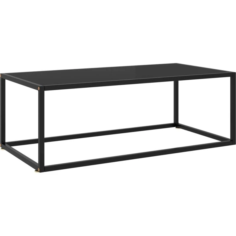 Sofabord 100x50x35 cm - Sort hærdet glas & stål