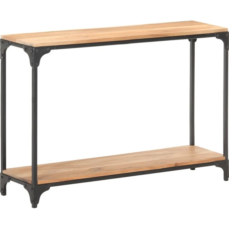 Konsolbord i massivt akacietræ 110x30x75 cm med stålstel