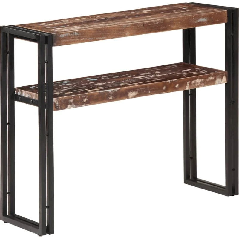 Konsolbord 90x30x75 cm i massivt genbrugstræ & jern