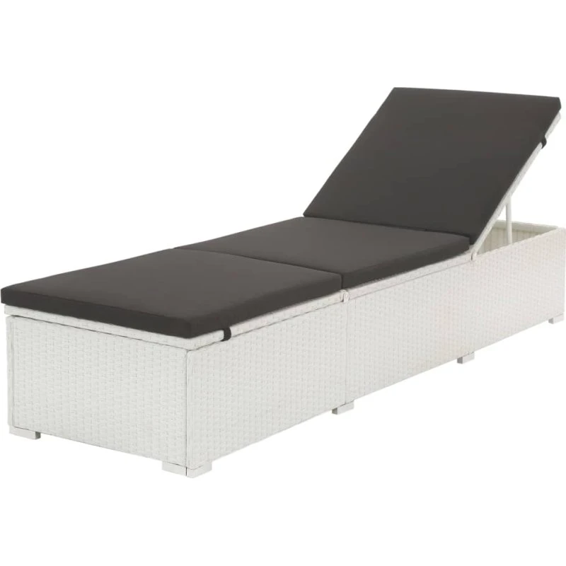 Liggestol i polyrattan med hynde - hvid