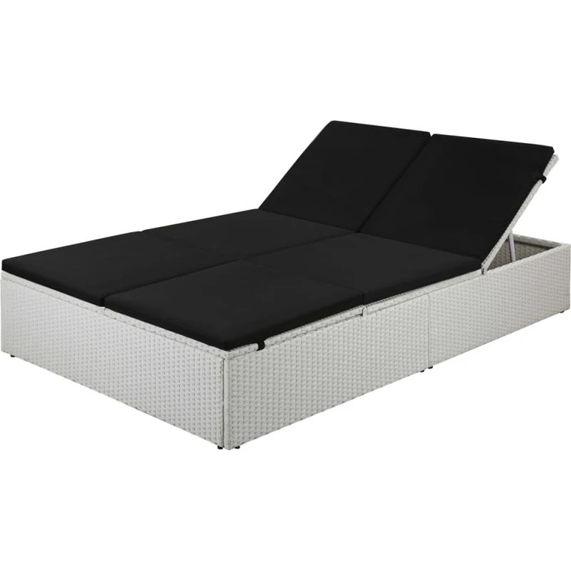 Liggestol i polyrattan med hynde – sort