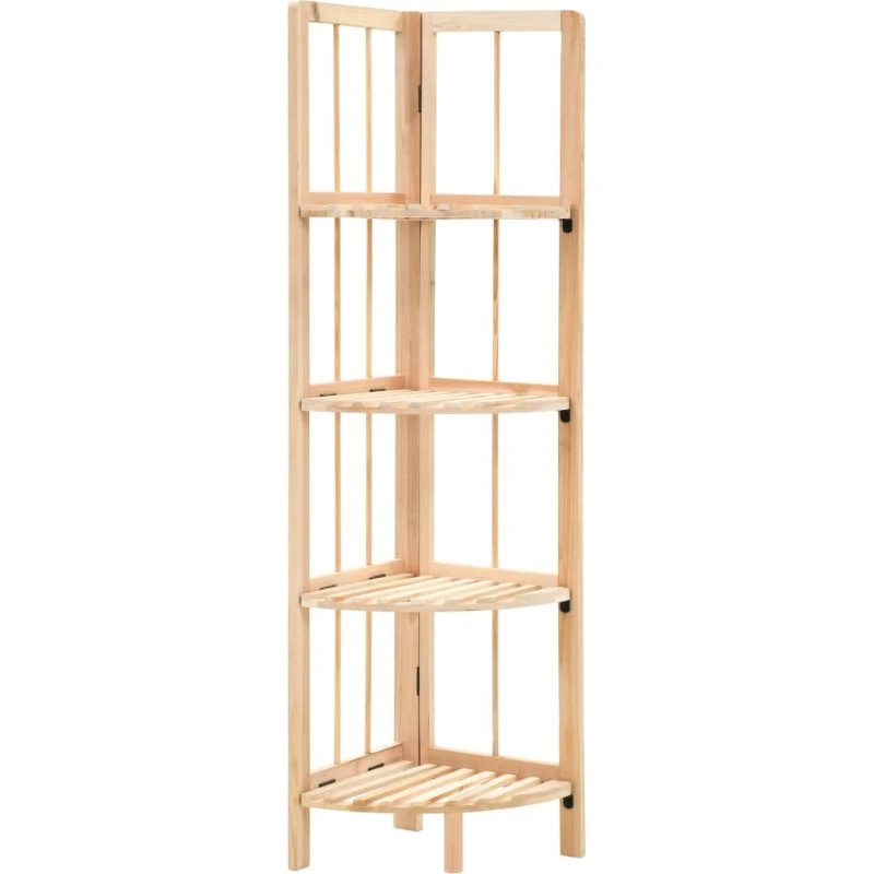 Hjørnereol i massivt cedertræ 27x27x110 cm – foldbar, beige