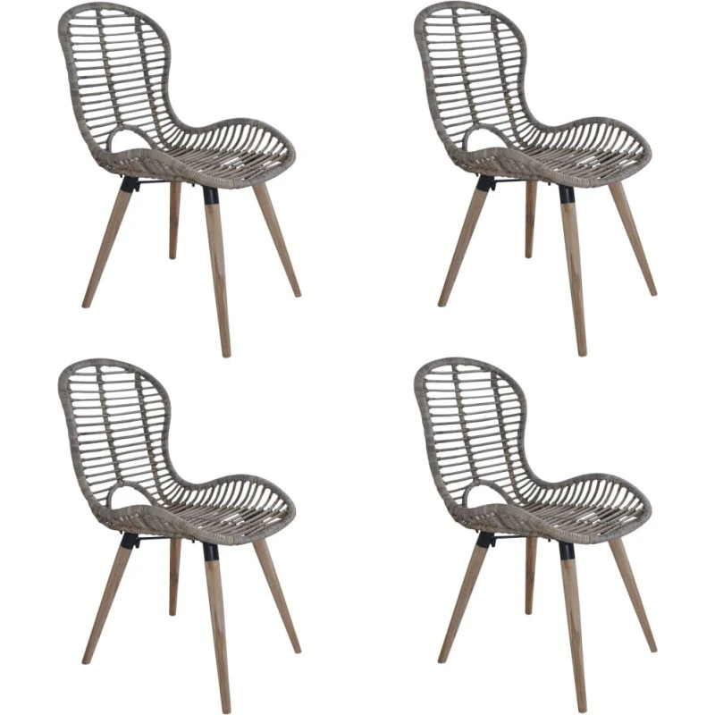 Spisebordsstole 4 stk. i naturligt rattan – brun
