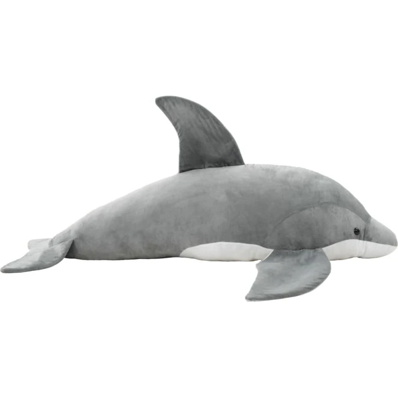 Plysdelfin 100 cm grå - blød tøjdyr til kram