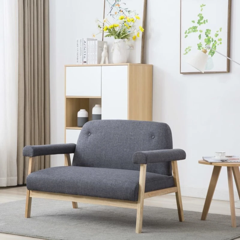 Topersoners sofa i mørkegråt stof (115×69×75 cm)