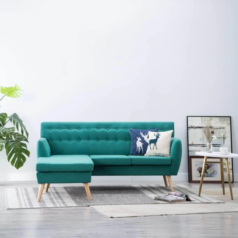 L-formet sofa 171,5x138x81,5 cm grøn stof