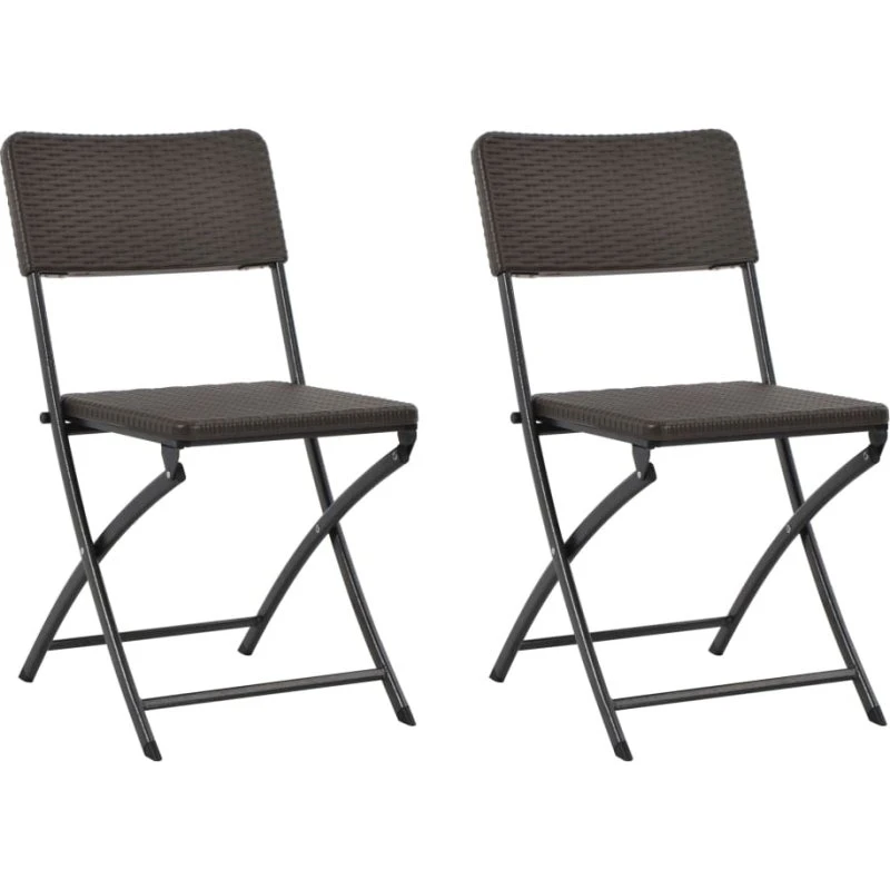 Foldbare havestole 2 stk. – HDPE rattanlook, brun