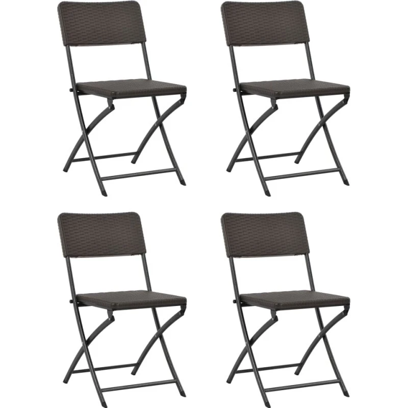 Foldbare havestole 4 stk. – HDPE rattanlook, stål (brun)