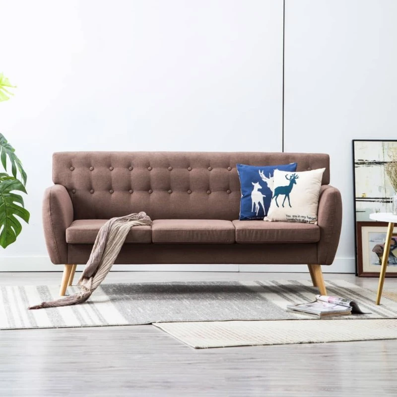 3-personers sofa 172x70x82 cm - brun stof