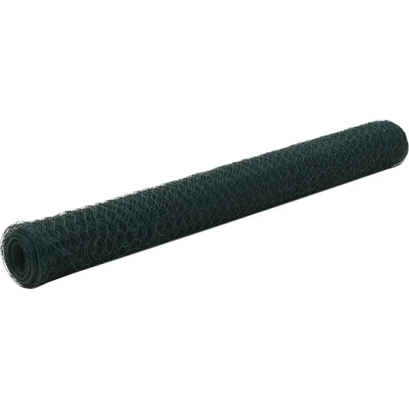 Hønsenet stål PVC-belagt 25 x 1,2 m grøn
