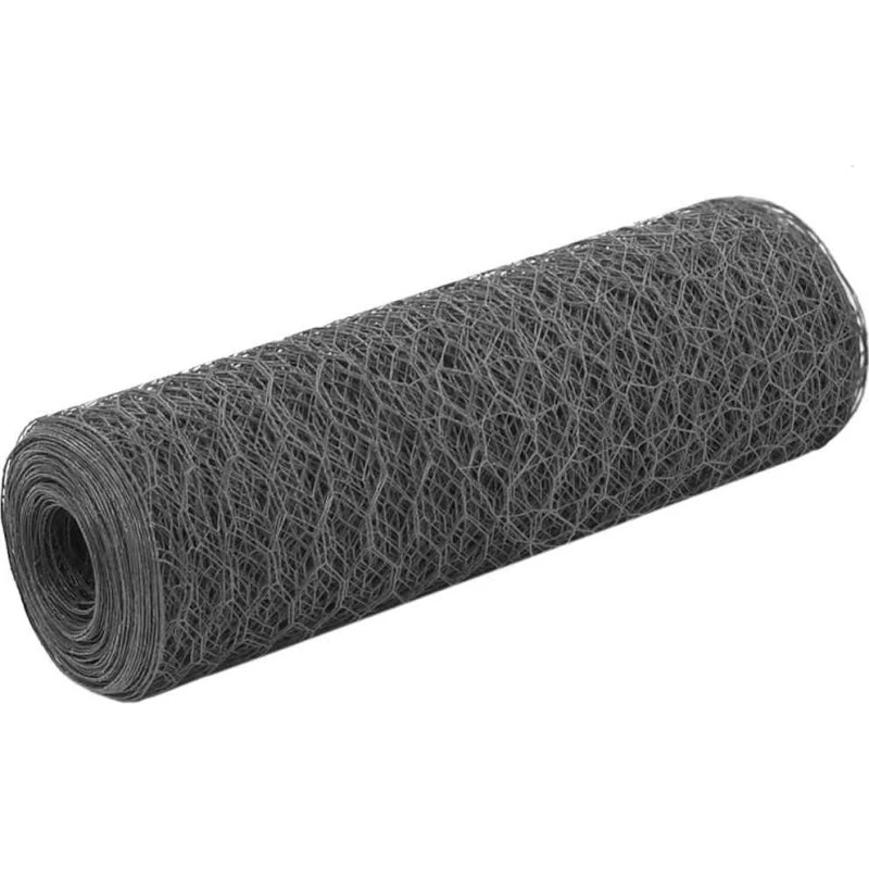 Hønsenet i stål m. PVC 25 x 0,5 m – grå