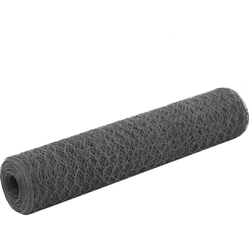 Hønsenet i stål med PVC 25 x 0,75 m – grå