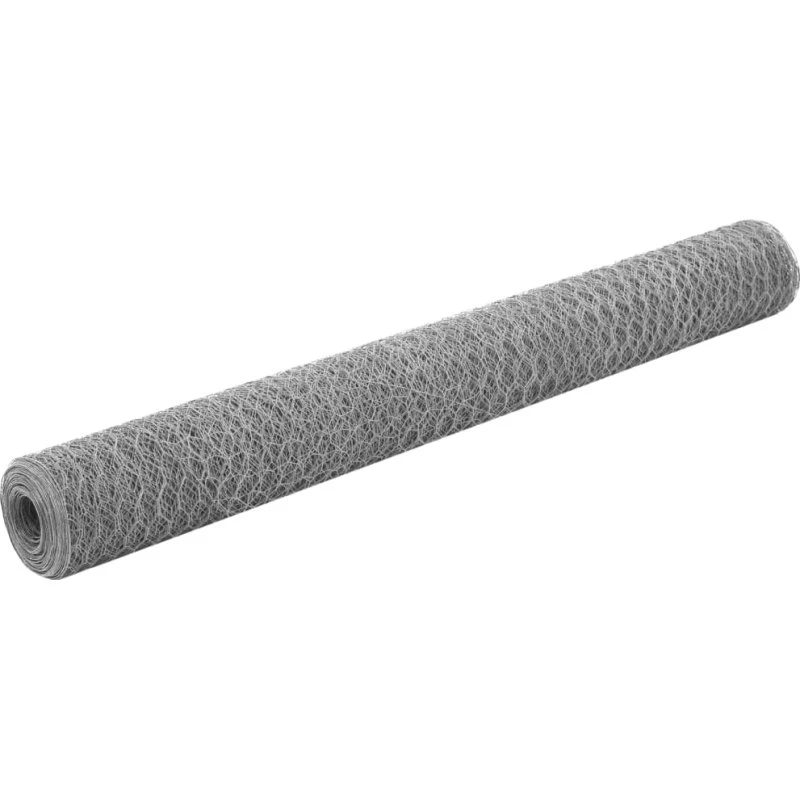 Hønsenet galvaniseret stål 25 x 1,2 m - sølv