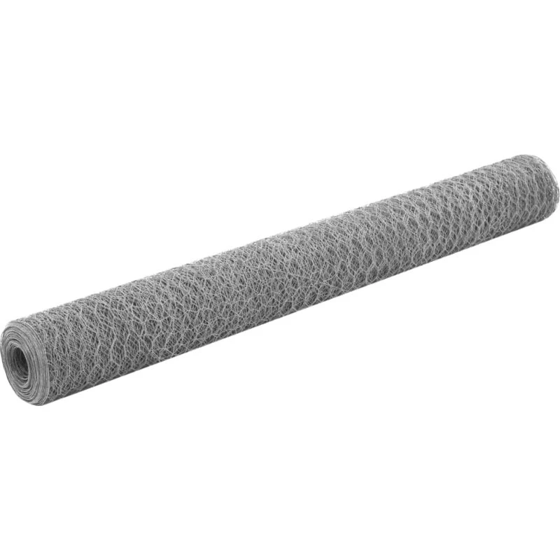 Galvaniseret hønsenet 25 x 1,2 m - sølv