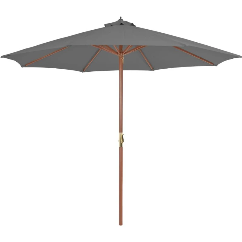 Parasol 300 cm træstang antracitgrå