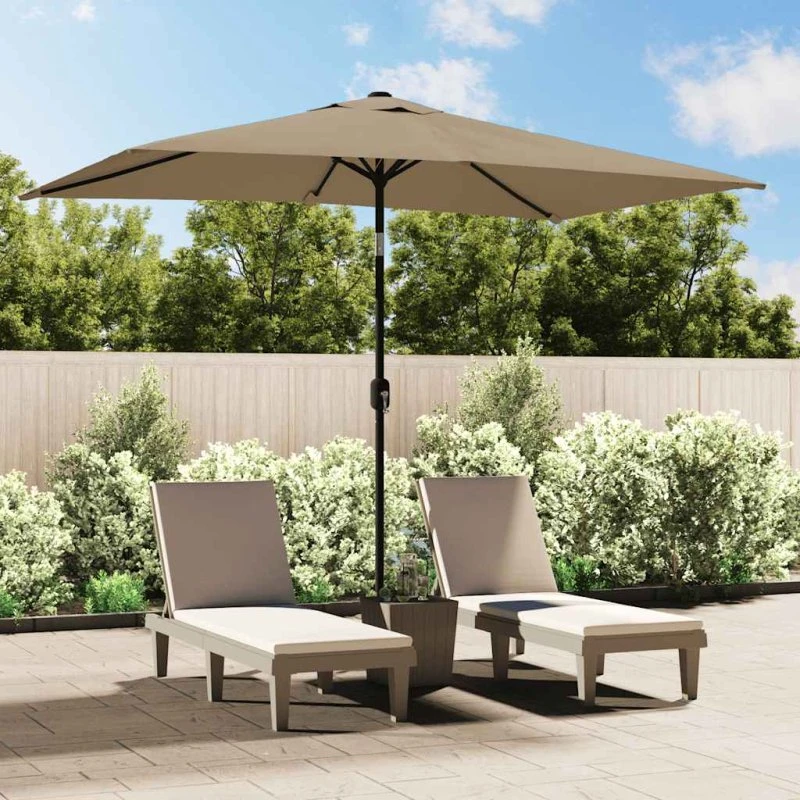 Parasol 300x200 cm med 38 mm metalstang, gråbrun